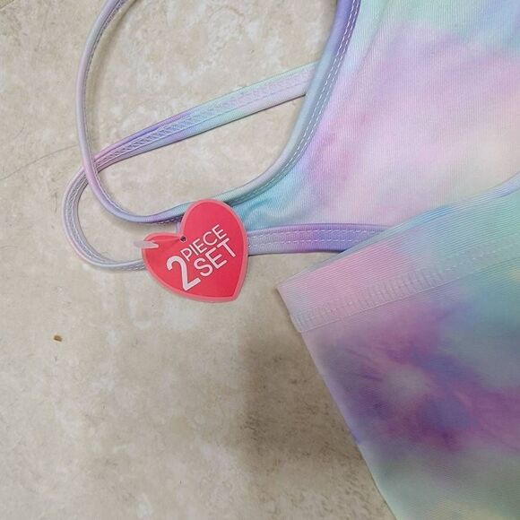 Bmagical UPF Rainbow Mermaid Hair Don't Care Girls Swim Suit 2 Piece Set 8 - Picture 3 of 9